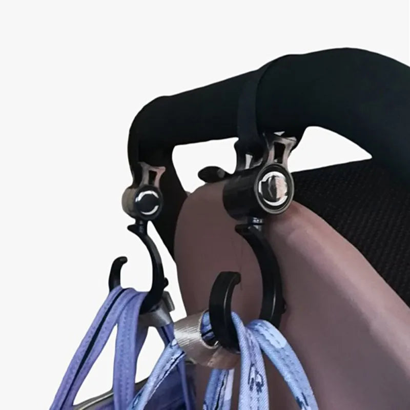 HookFlex – Ganchos giratorios de 360° para cochecito (paquete de 2)