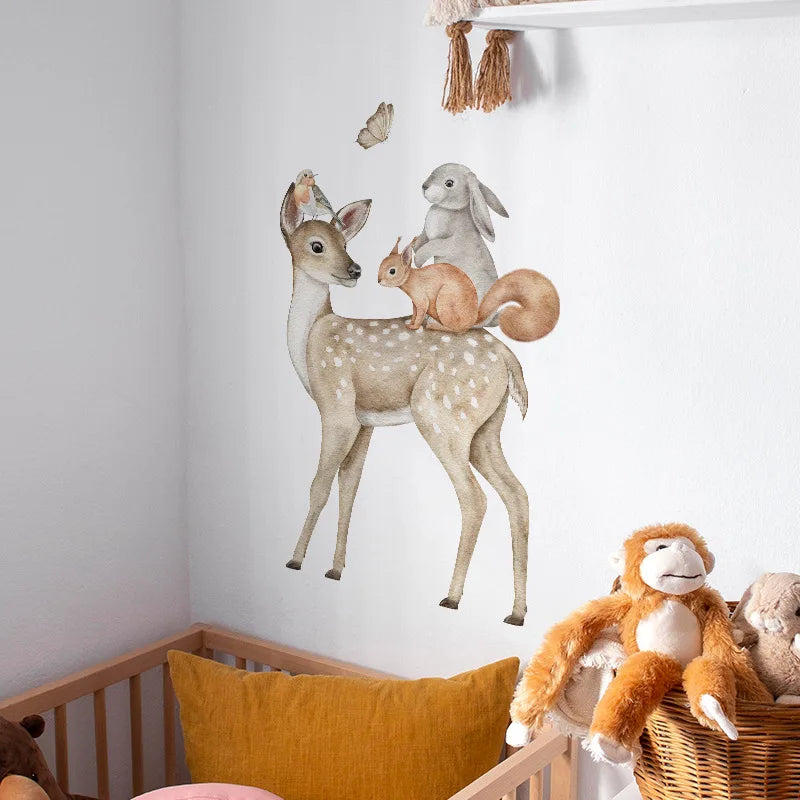 Pegatinas de pared de animales del bosque para habitación infantil
