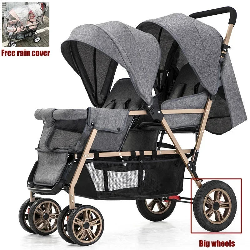 DuoMove Flex – Foldable Double Stroller with Front and Rear Seats