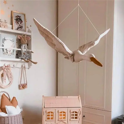 Aan de muur te bevestigen pluchen zwaan kinderkamerdecoratie