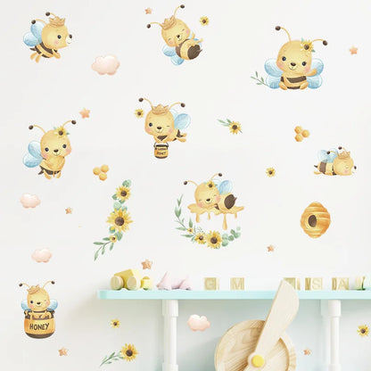 Boho Bienen &amp; Blumen Wandaufkleber fürs Kinderzimmer