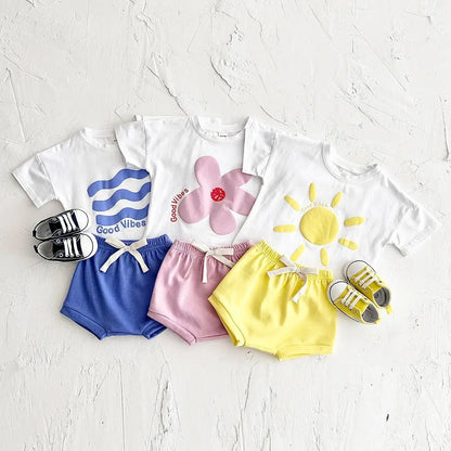 Zonnebloem baby-outfit – T-shirt en short