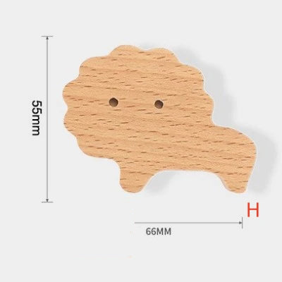 Gancho de pared de madera maciza con forma de animal para niños