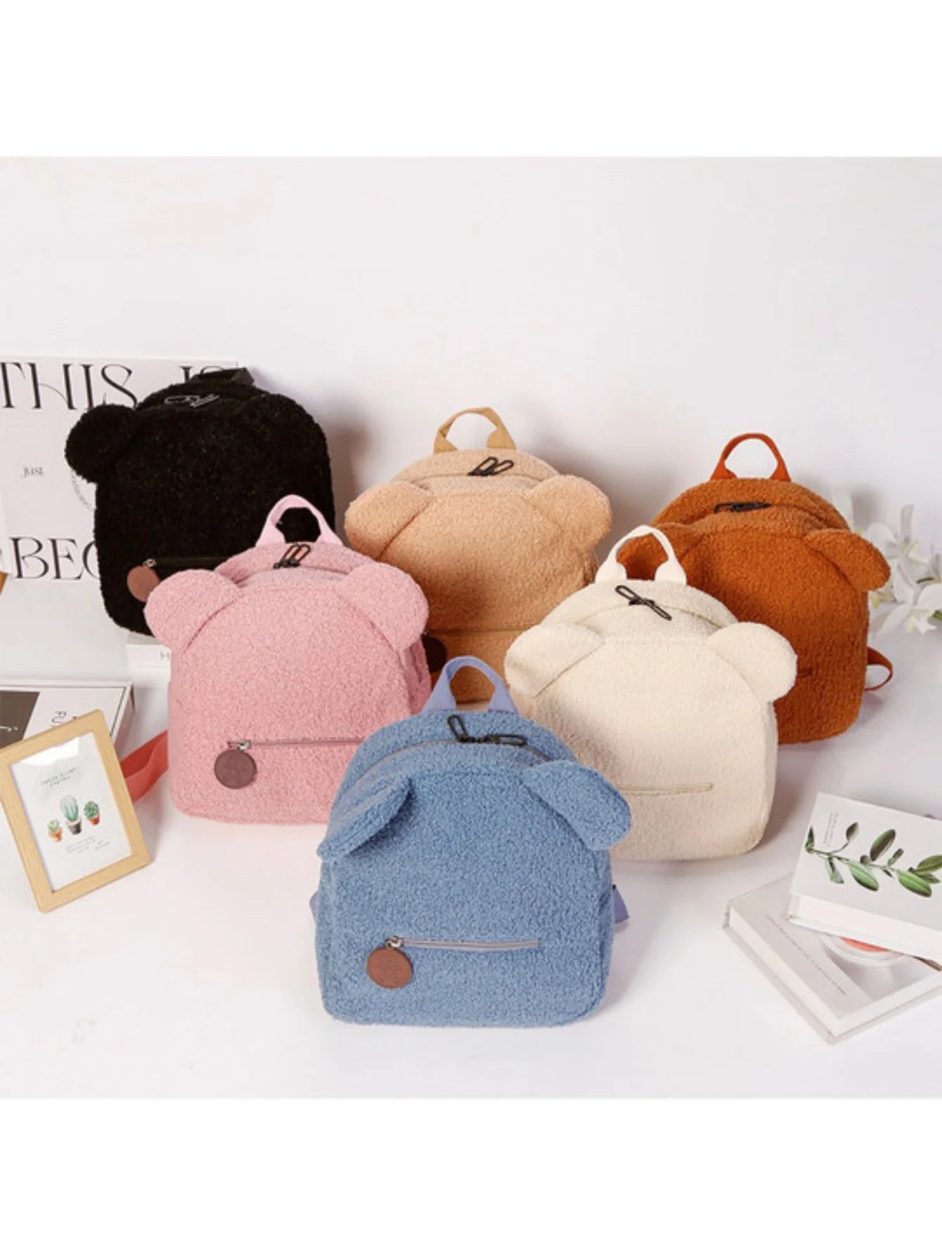 Pluchen rugzak met berenoren en casual chique stijl - BearLuxe™