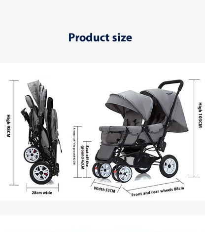 DuoMove Flex – Foldable Double Stroller with Front and Rear Seats