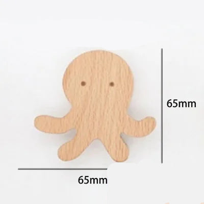 Gancho de pared de madera maciza con forma de animal para niños