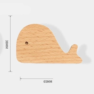 Gancho de pared de madera maciza con forma de animal para niños