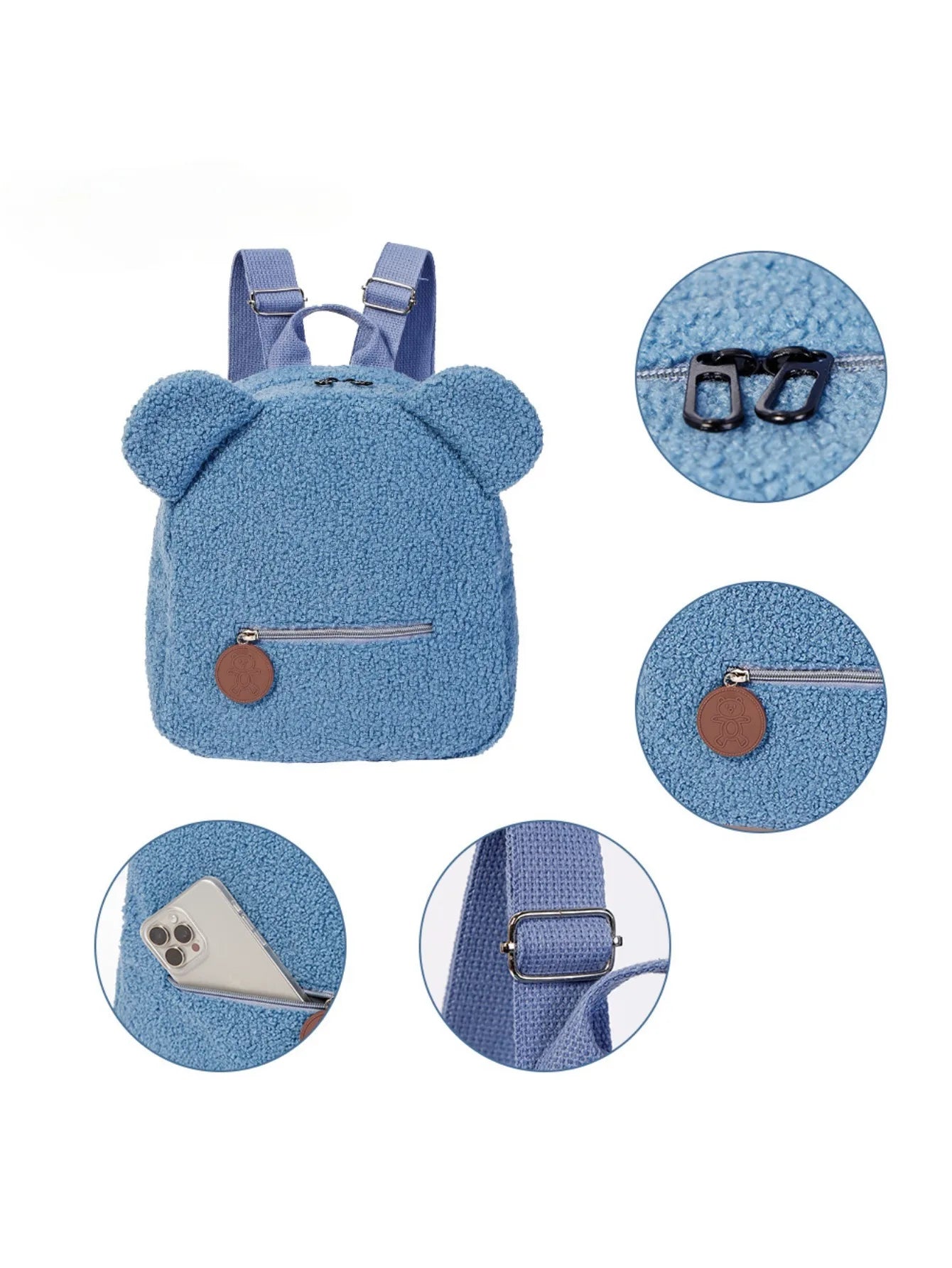 Pluchen rugzak met berenoren en casual chique stijl - BearLuxe™