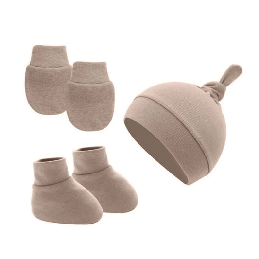 Ensemble bonnet, mitaines et chaussettes en coton pour nouveau-né