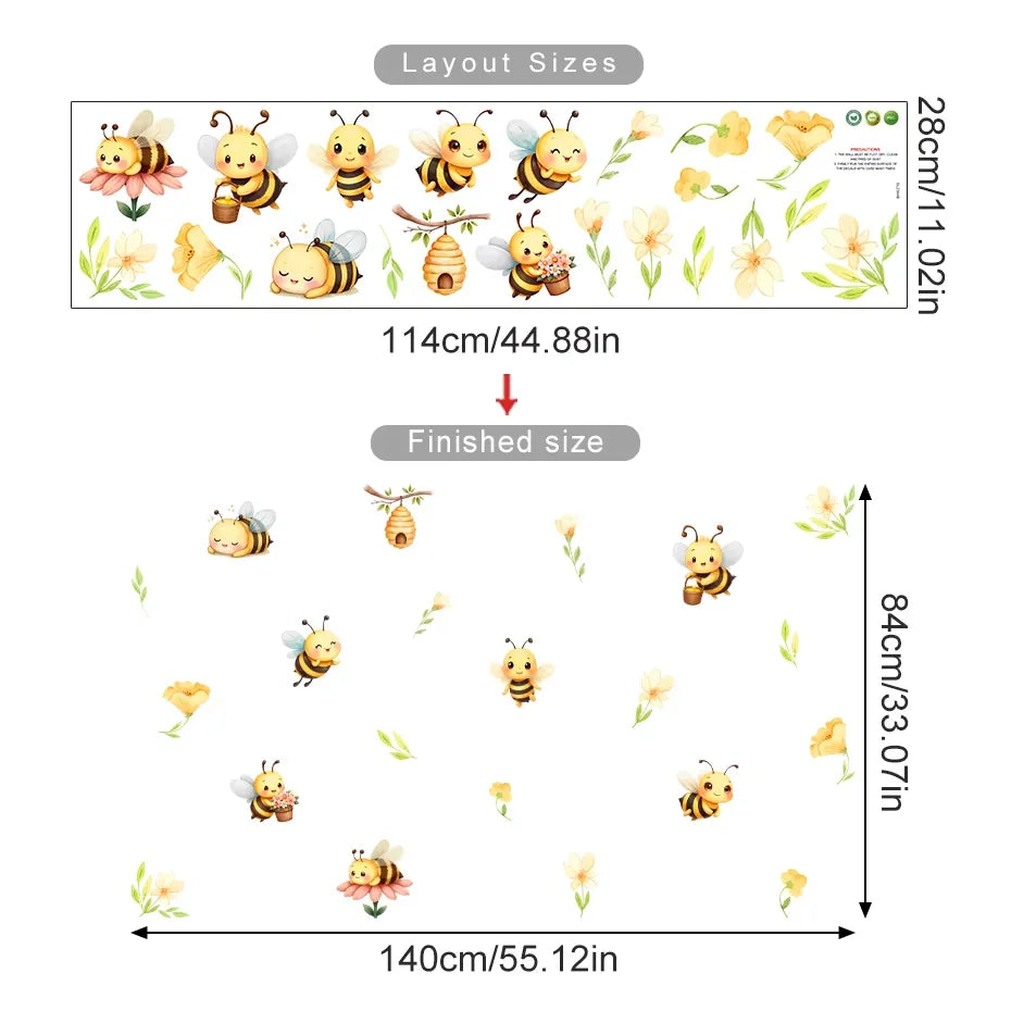 Boho Bienen &amp; Blumen Wandaufkleber fürs Kinderzimmer