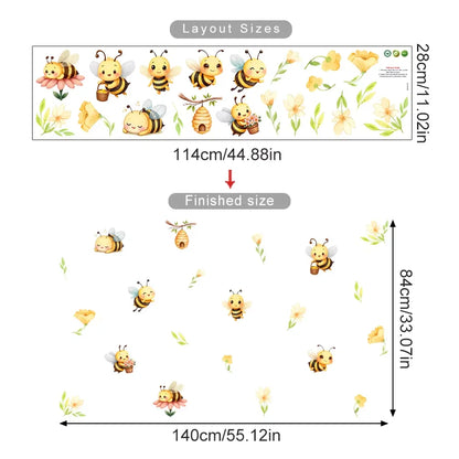 Boho Bienen &amp; Blumen Wandaufkleber fürs Kinderzimmer