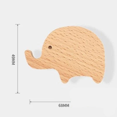 Gancho de pared de madera maciza con forma de animal para niños