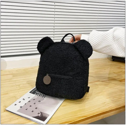 Pluchen rugzak met berenoren en casual chique stijl - BearLuxe™