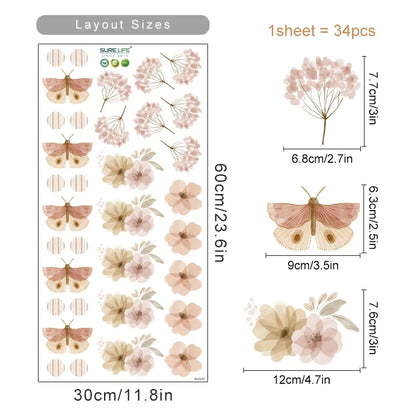 Boho Bienen &amp; Blumen Wandaufkleber fürs Kinderzimmer