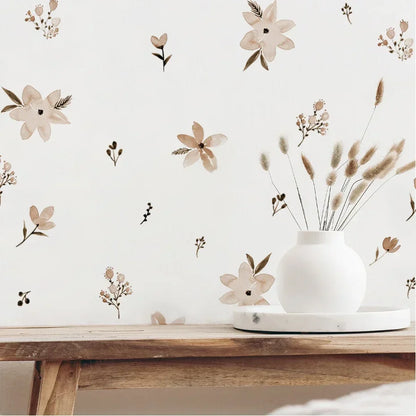 Autocollants muraux Boho aquarelle fleurs et feuilles