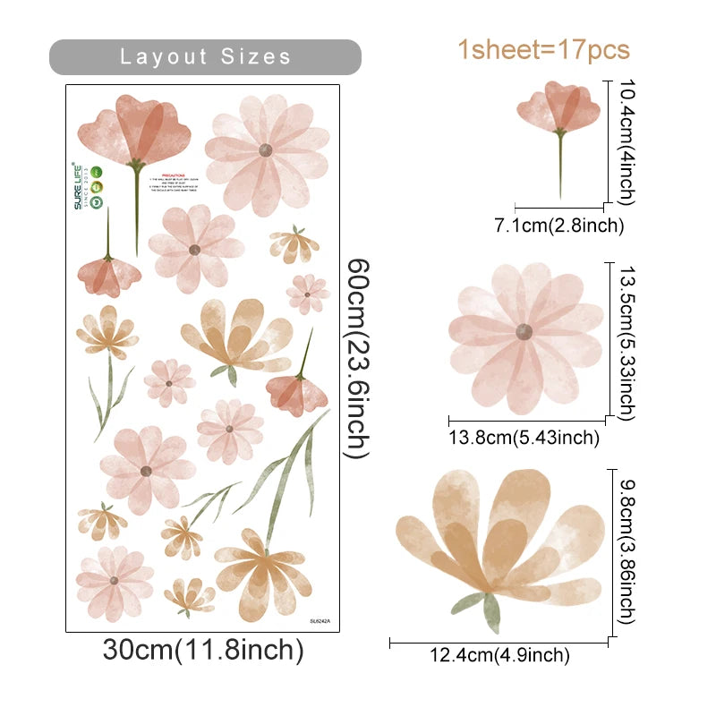 Boho Bienen &amp; Blumen Wandaufkleber fürs Kinderzimmer