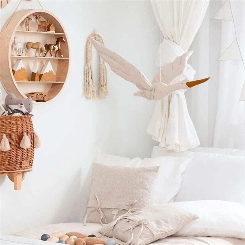 Aan de muur te bevestigen pluchen zwaan kinderkamerdecoratie