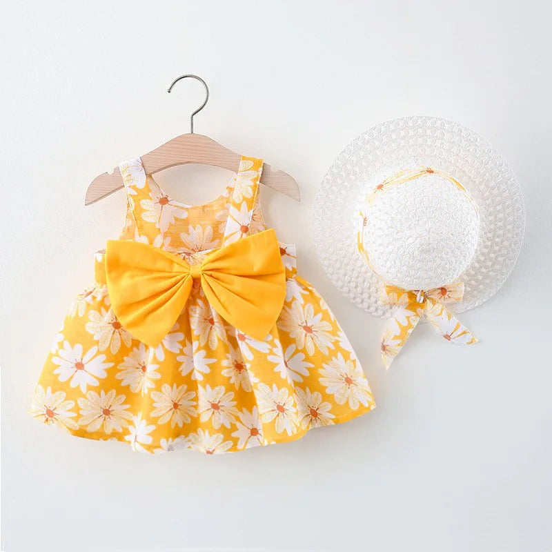 Conjunto de princesa de verano: vestido y gorro para niña