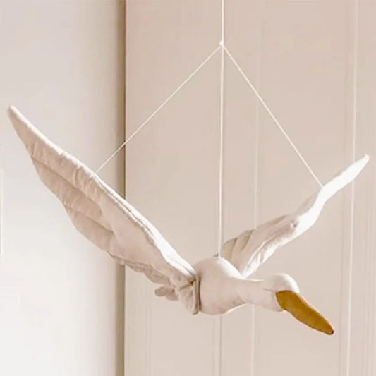 Wall-Mounted Plush Swan Nursery Decoration