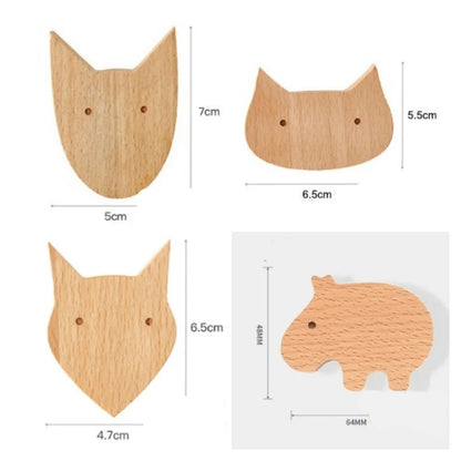 Gancho de pared de madera maciza con forma de animal para niños