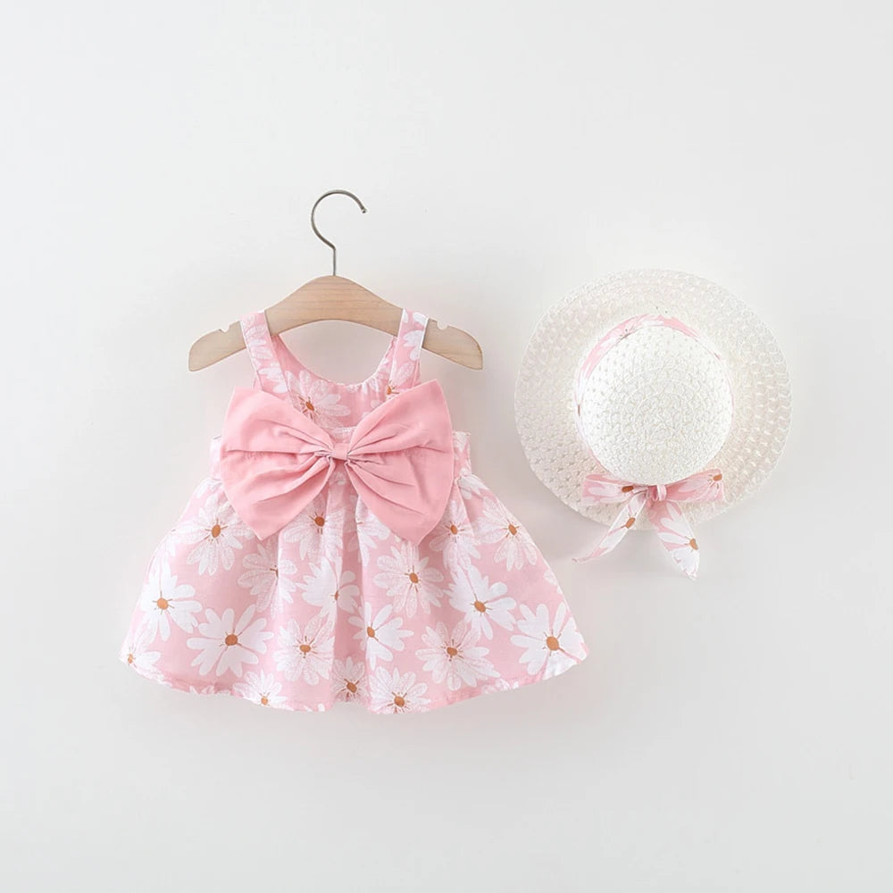Conjunto de princesa de verano: vestido y gorro para niña
