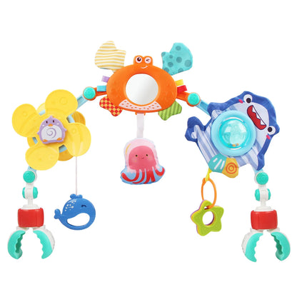 Arco de juguete sensorial para cochecito de bebé con juguetes colgantes