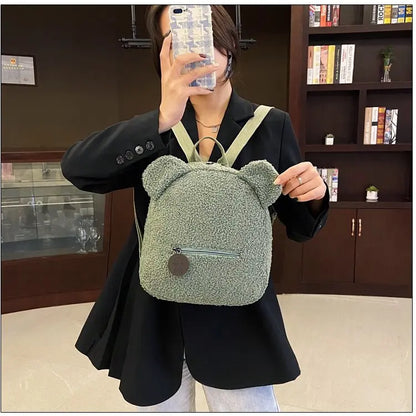 Pluchen rugzak met berenoren en casual chique stijl - BearLuxe™