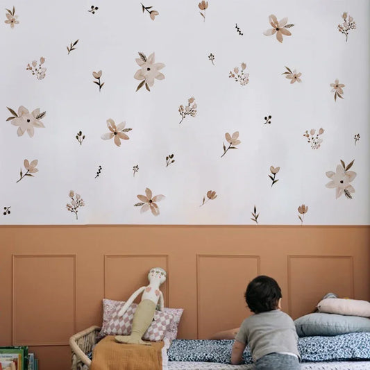 Boho Watercolor Flower & Leaf Wall Decals