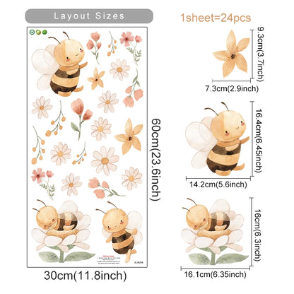 Boho Bienen &amp; Blumen Wandaufkleber fürs Kinderzimmer