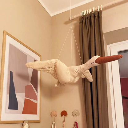 Aan de muur te bevestigen pluchen zwaan kinderkamerdecoratie