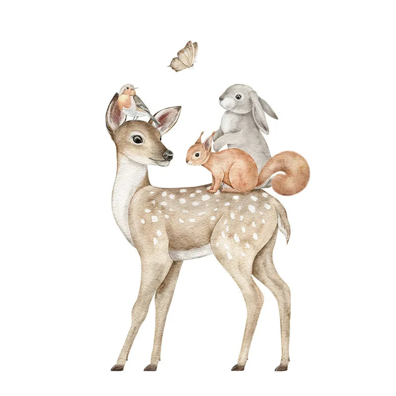 Pegatinas de pared de animales del bosque para habitación infantil