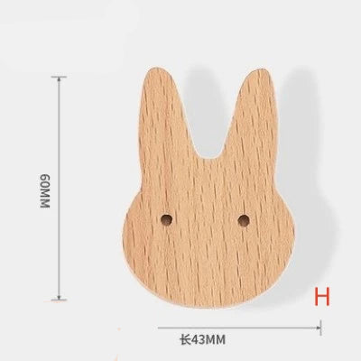 Gancho de pared de madera maciza con forma de animal para niños