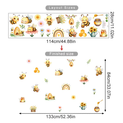 Boho Bienen &amp; Blumen Wandaufkleber fürs Kinderzimmer