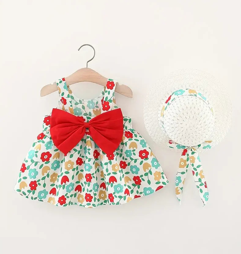 Conjunto de princesa de verano: vestido y gorro para niña