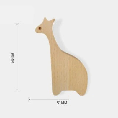 Gancho de pared de madera maciza con forma de animal para niños