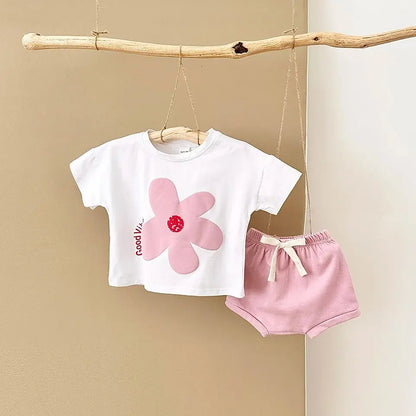 Zonnebloem baby-outfit – T-shirt en short