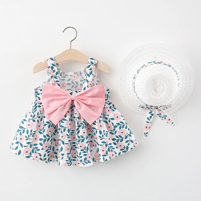 Conjunto de princesa de verano: vestido y gorro para niña