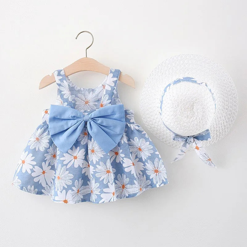 Conjunto de princesa de verano: vestido y gorro para niña