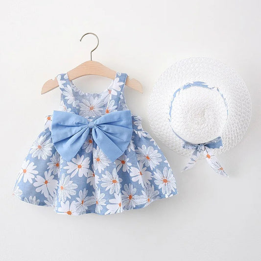 Conjunto de princesa de verano: vestido y gorro para niña