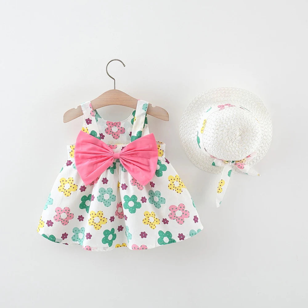 Conjunto de princesa de verano: vestido y gorro para niña