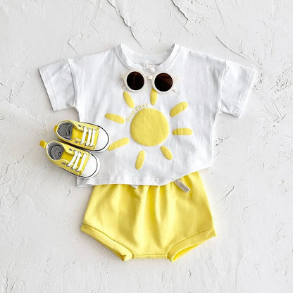 Zonnebloem baby-outfit – T-shirt en short