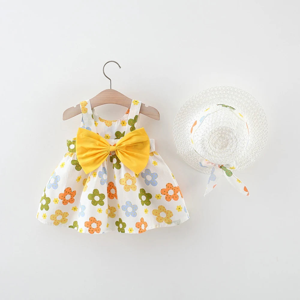Conjunto de princesa de verano: vestido y gorro para niña