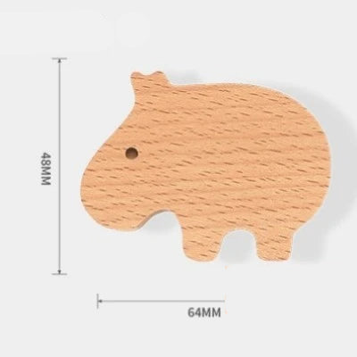 Gancho de pared de madera maciza con forma de animal para niños