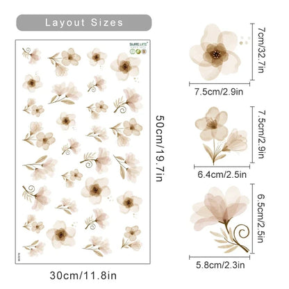 Autocollants muraux Boho aquarelle fleurs et feuilles